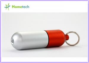 China Silver & red doctor gifts 4GB custom lovely metal Promotional aluminium alloy Capsule Pill shaped USB Flash drive on sale
