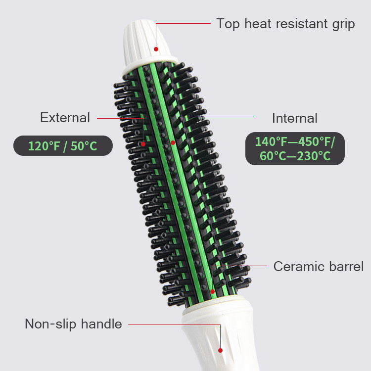 White Negative Ions PTC Heating 230C Hair Curling Comb For Men