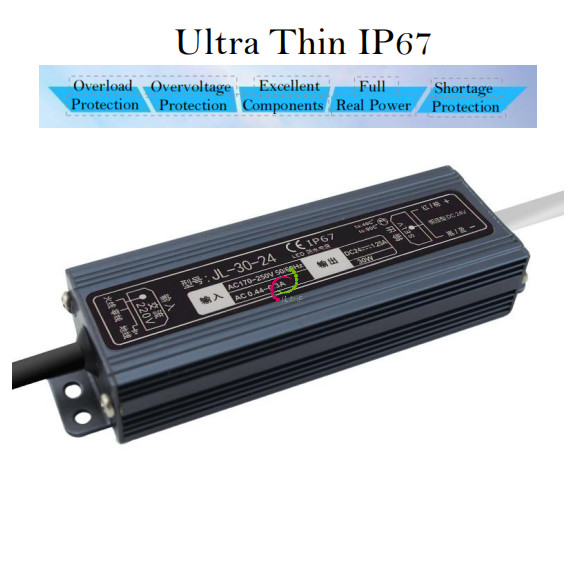 China Ultra Thin Wall Light Box Power Supply IP67 24V 30W LED Driver 1.25A Waterproof on sale