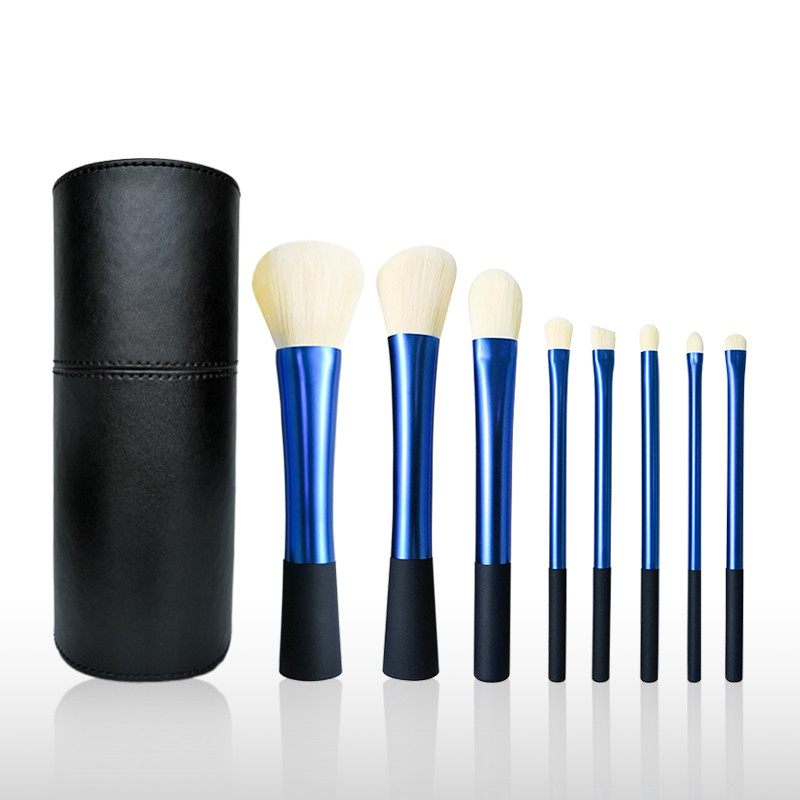 China Pro Level Quality Full Face Makeup Brush Set With Durable Blue Plastic Handle on sale