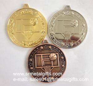China Cheap blank metal sports medal with ribbon lace, gold basketball blank medals on sale