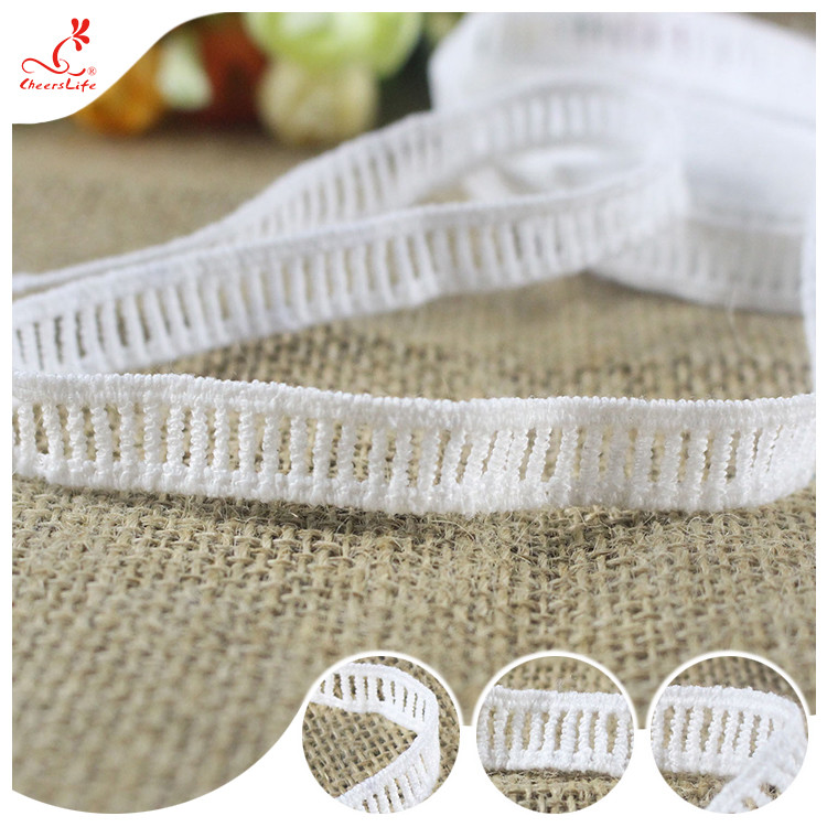 China 1.2cm Lace Trims Machine Crochet Pure Poly Mesh Lace Ribbon For Women Dress on sale