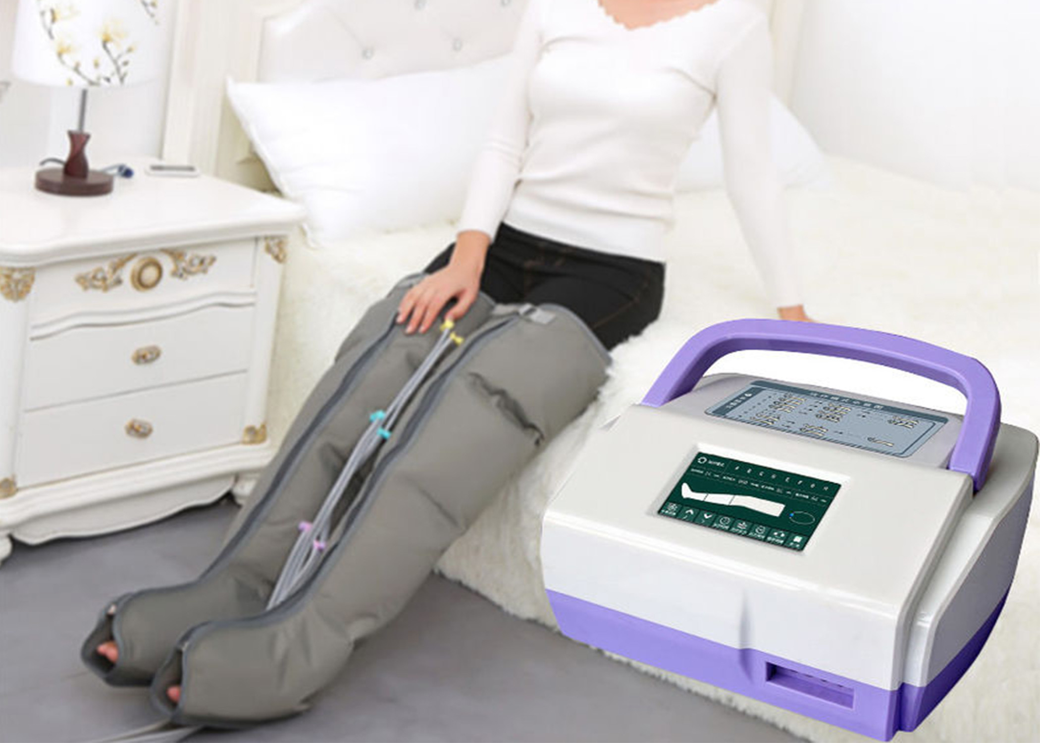Best Sequential Inflatable Leg Massager , Blood Circulation Long Boot Air Massager wholesale