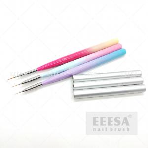 China Small  Long Nail Liner Brush Colorful Handle Customized Logo  With Cap on sale