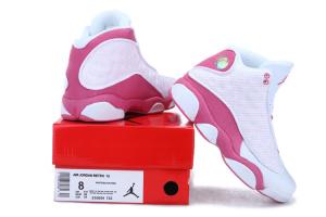 China Women Air Jordan Retro 13 shoes white/pink  701 on sale