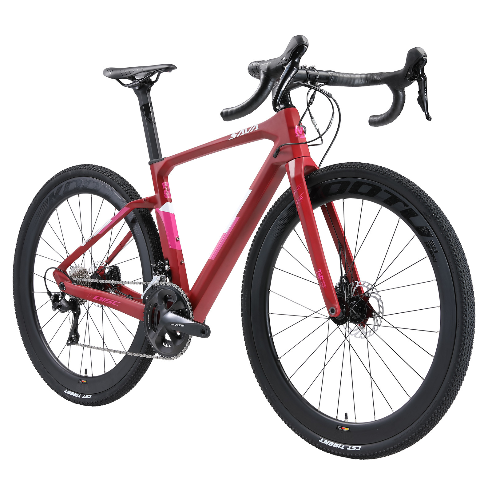 China 9kg Carbon Gravel Road Bike , Dark Red 54cm Frame Bike 22 Speed on sale