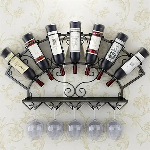 China Stemware Metal Wall Mounted Wine Glass Rack , Trendy 7 Bottle Wine Rack on sale