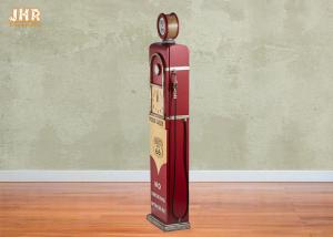 China Antique Wooden Storage Cabinet Red Color Decorative Wood Floor Clock Gas Pump Storage Rack on sale