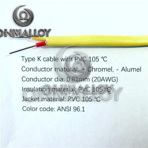 China 0.81MM K Type Thermocouple Wire ANSI 96.1 PVC Coat And Insulation 105 Degress on sale