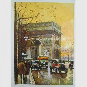 Contemporary Paris Street Scene Oil Painting Arc De Triomphe On Canvas
