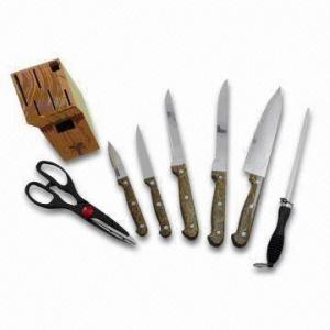 China Knife Set with Chef Knife, Osteotome, Cutting Knife, Universal/Fruit Knife, Sharpener and Scissor on sale