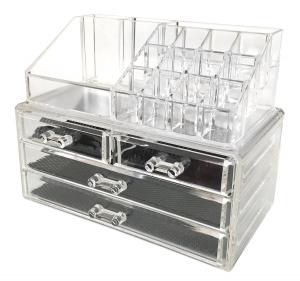 Best 4 Tier Clear Acrylic Makeup Organizer Drawers Removable With Lipstick Holder wholesale