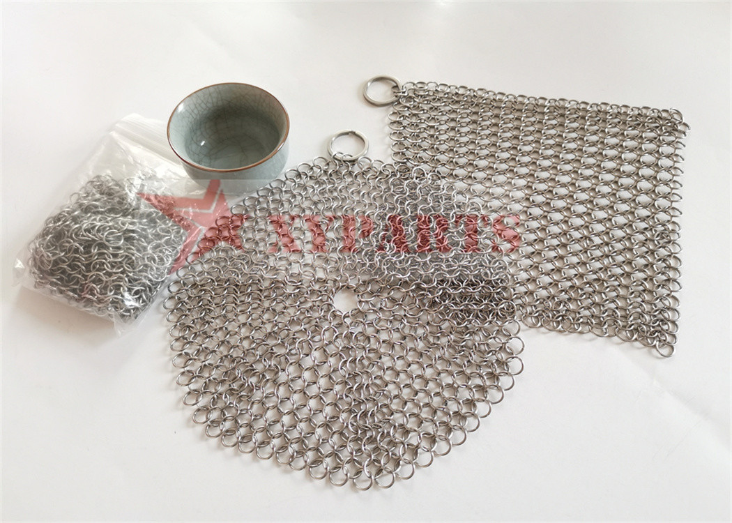 China Stainless Steel Cast Iron Chain Mail Scrubber on sale