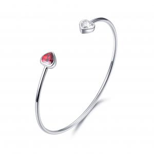 China 4.30g Personalised Sterling Silver Bangle For Ladies 6.0mm Red Heart on sale