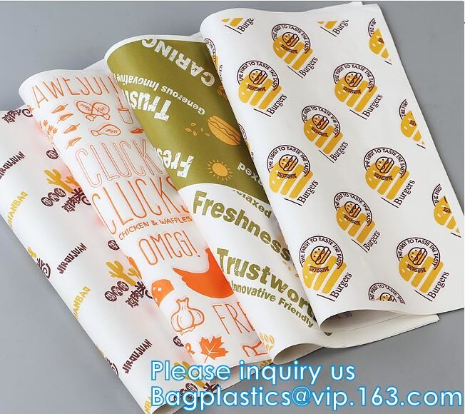 China New Waterproof Craft Color Print Gift Wrap A4 Fast Food Sandwich Products Wrapping Kraft Paper, on sale