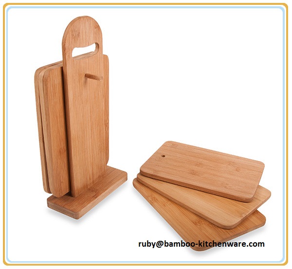 China 6Pcs Bamboo Wood Chopping Board Stand Set on sale