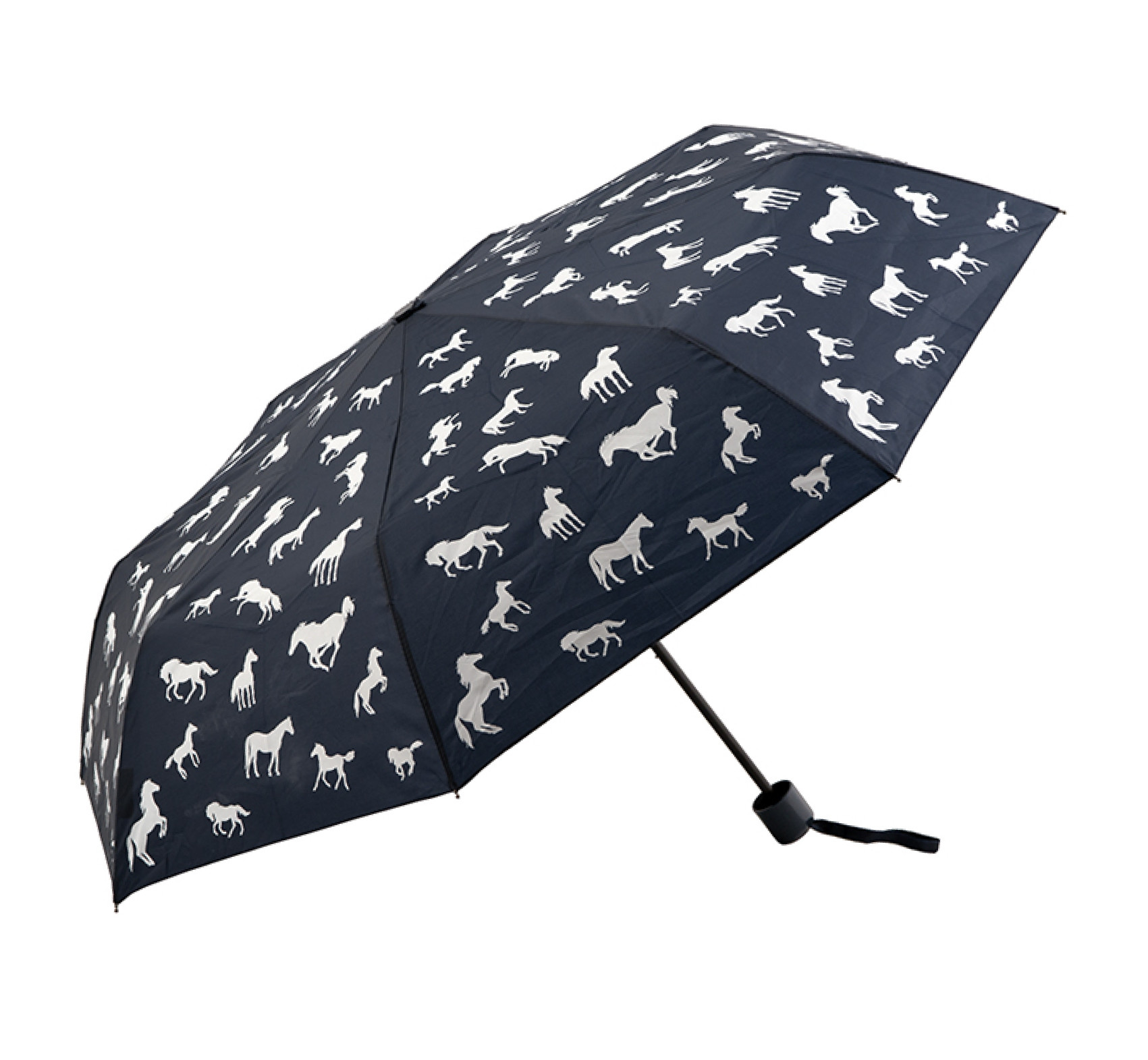 Silkscreen Storm Proof Fold Away Umbrella Anti Sun Rays Black Metal Frame / Shaft