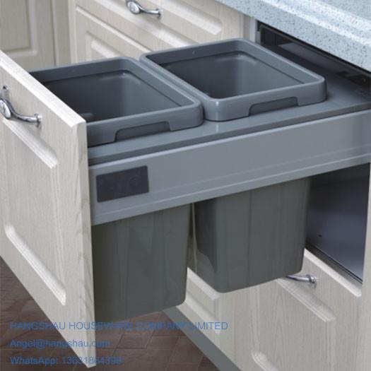 Cheap DIY kitchen double waste bin 26L fit to soft closing drawer runner for sale