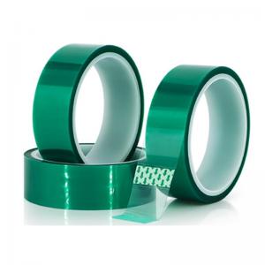 China Heat Resistant Silicone Green Masking Tape PET Polyester Powder Coating on sale