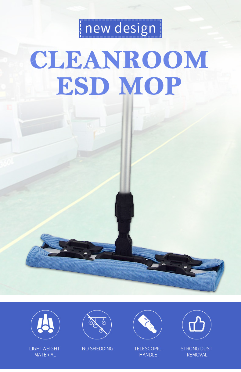 Cleanroom Flat Microfiber Mop Cloth Antistatic Industrial ESD For Cleaning