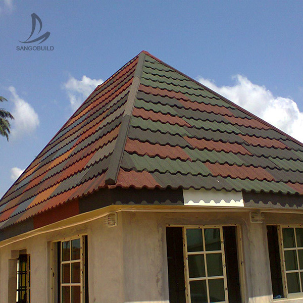 Best Sangobuild China price 24 25 26 gauge red black stone coated ceramic tiles metal roofing shingles for house roof plan wholesale