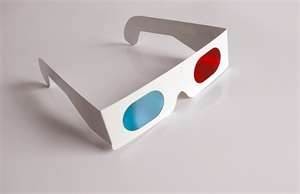 Cheap OEM hand hold paper 0.20mm PET lense anaglyph linear polarized 3d glasses with 3D effect for sale