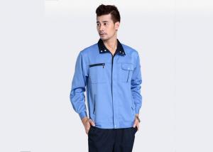 China Cotton Polyester Industrial Work Uniforms , Custom Durable  Blue Work Uniforms on sale