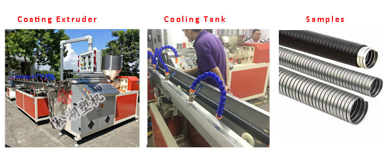 Cheap High Temperature Resistant PVC Coated Metal Corrugated Pipes Production Line for sale