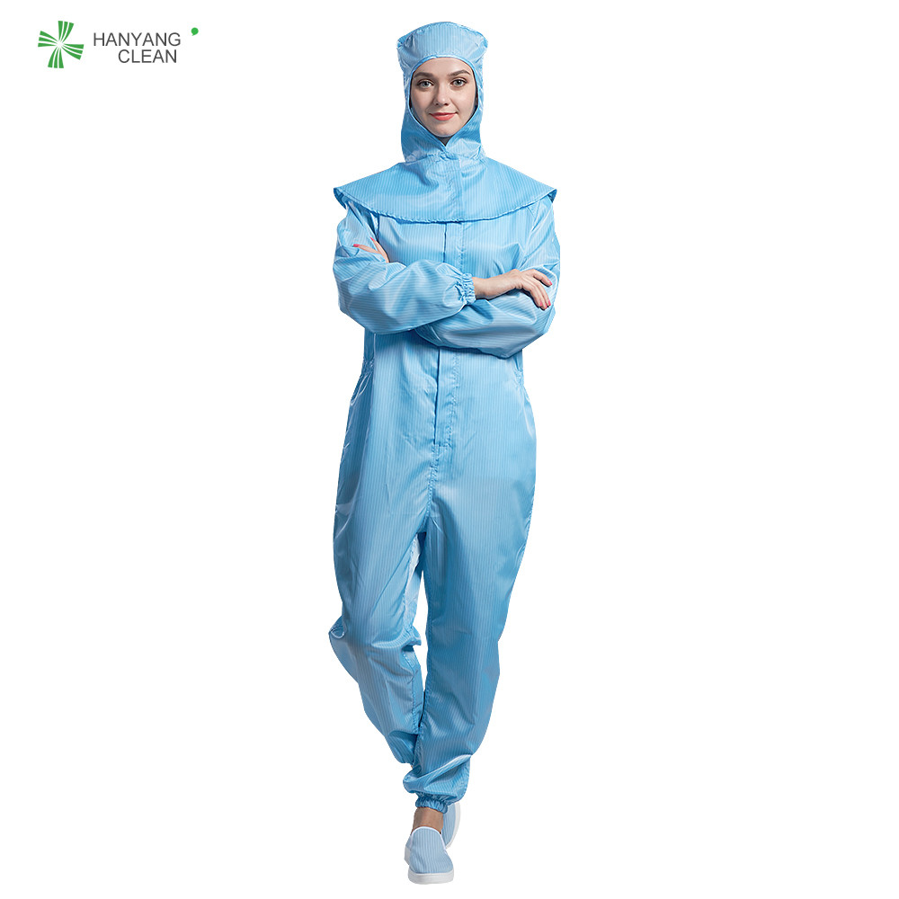 Best Anti static autoclavable ESD cleanroom garment coverall blue color with polyster fiber for class 1000 wholesale