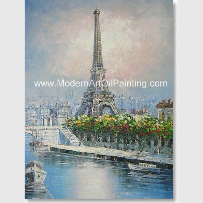 Cheap Impression Paris Oil Painting Paris Street Stretching Frame One Panel Office Deco for sale