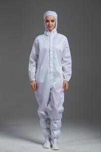 Best Anti static ESD Cleanroom coverall sterilization white color with pen holder and conductive fiber wholesale