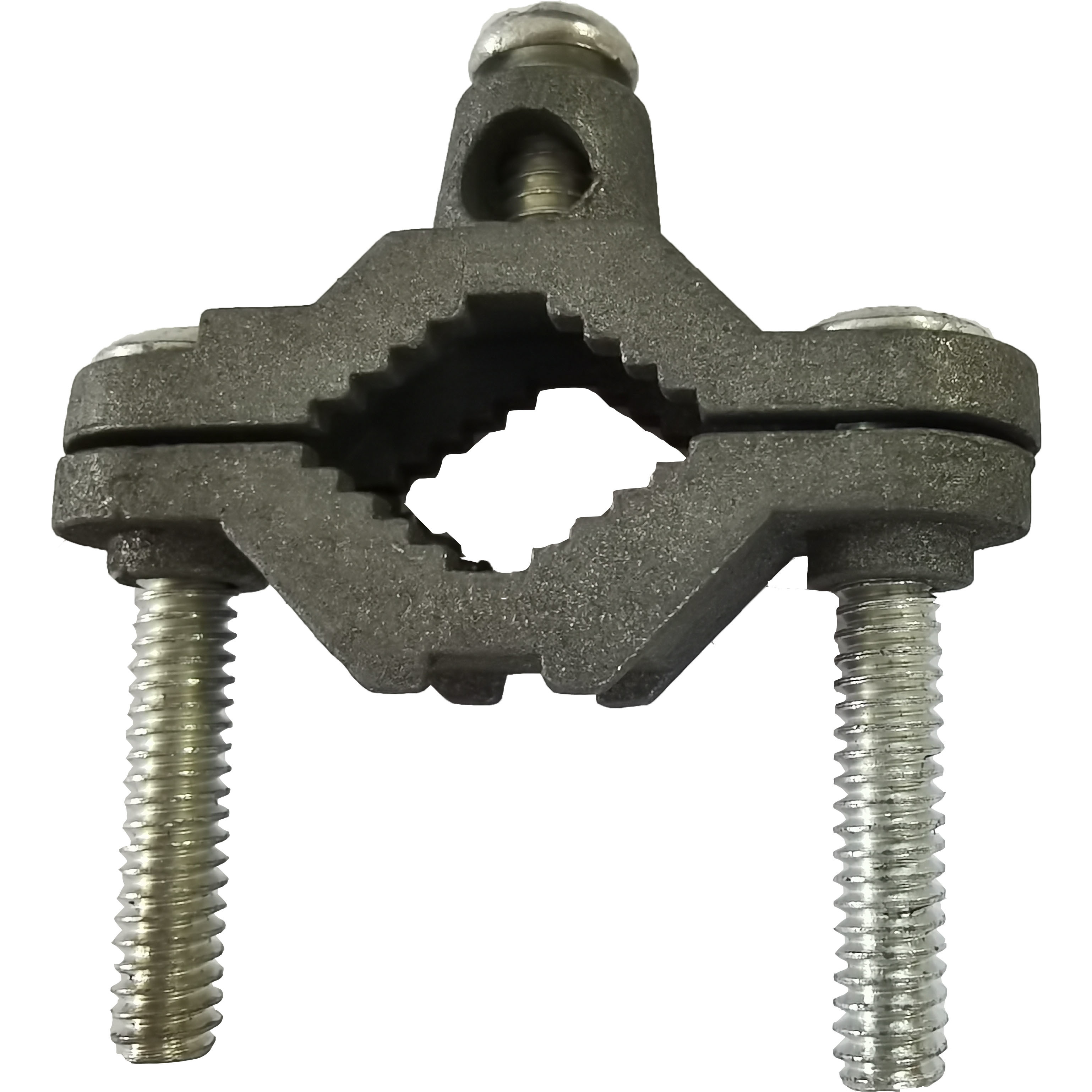 Heavy duty dia cast zinc Ground rod clamp for 1/2'' to 1'' diameter rods/ Bolt used with copper rod
