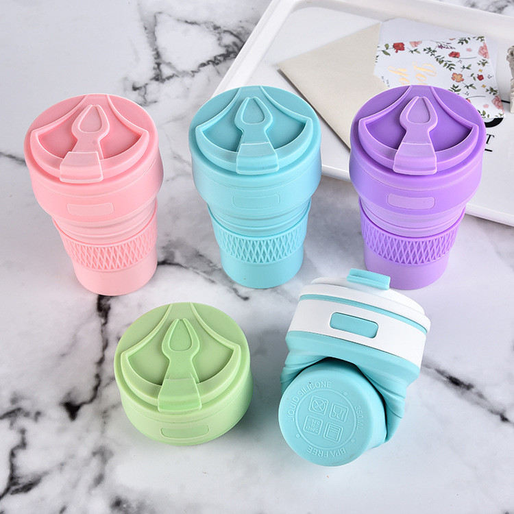 Best 5.5*13cm 12oz Drinkware Bottle Collapsible Silicone Coffee Cup Gift Customization wholesale