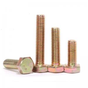 China Best price Fasteners DIN933 DIN931 carbon steel Yellow zinc plated hex head bolts nuts on sale