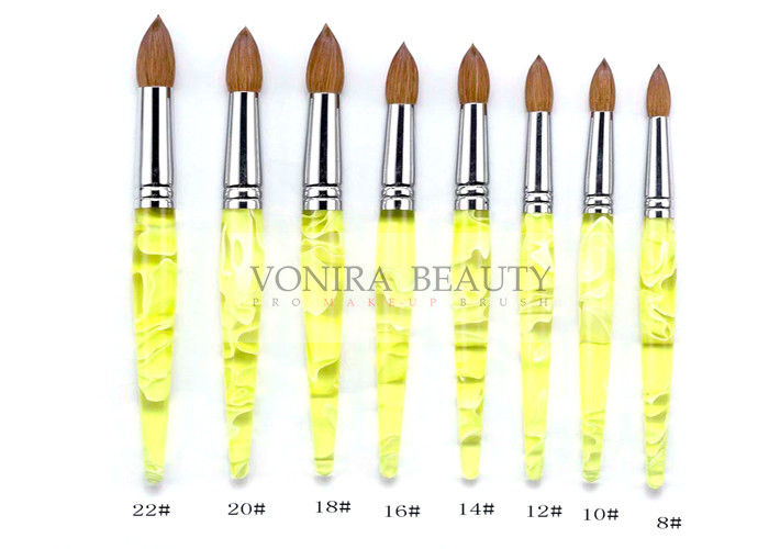 China Pointed Lemon Yellow Kolinsky Acrylic Nail Brush Professional on sale