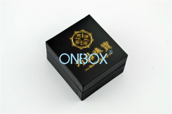Cheap Customized Small Jewelry Gift Boxes / Black Leather Ring Packaging Box for sale
