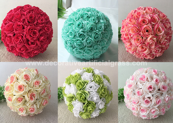 China 8'' Fake Flower Balls Silk Fabric Hanging Kissing Ball Flowers on sale
