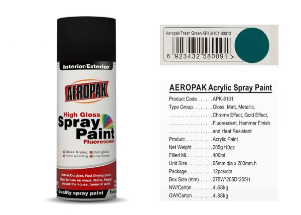 Cheap AEROPAK brand fresh green 400ml acrylic Spray Paint with MSDS for car for sale