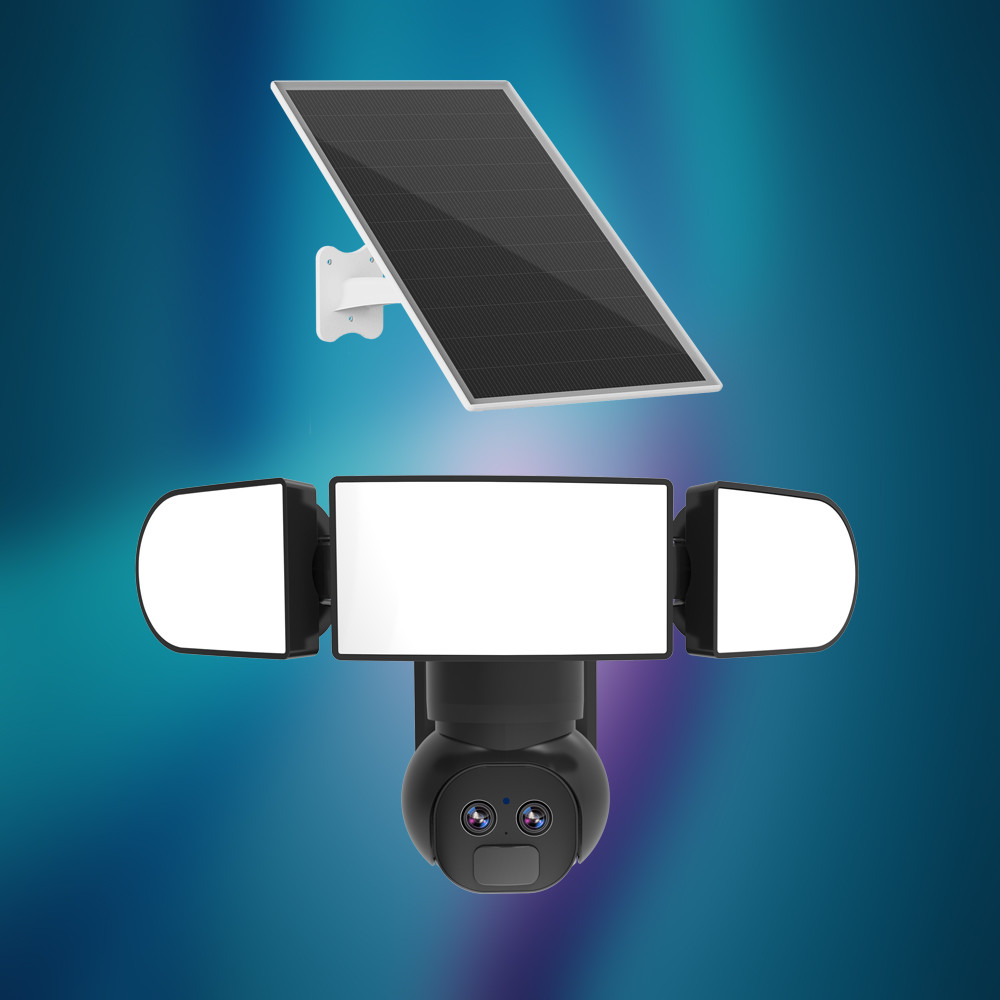 China Dual Lens 4G PTZ Camera 6MP 1500 Lumens IP65 Solar Street Light Surveillance Camera on sale