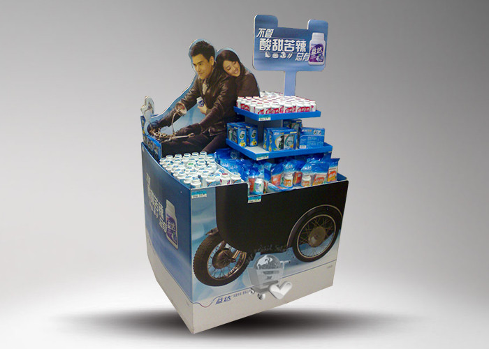 China Chewing gum cardboard pallet display with standee and personalized motorcycle shape on sale