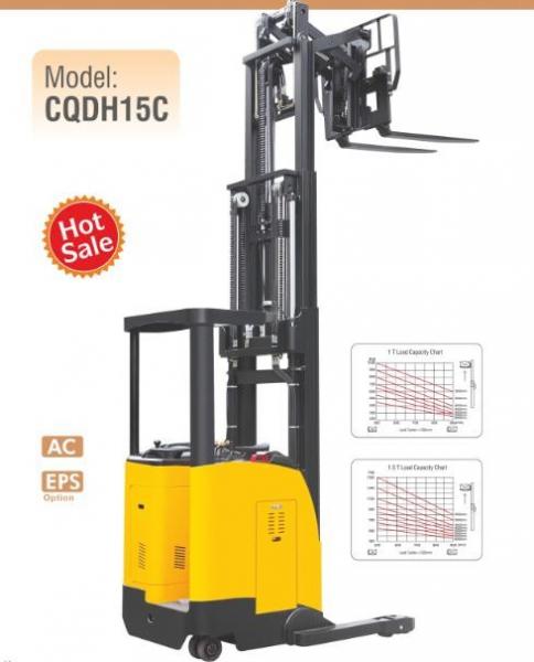 Cheap Electric Seated Reach Truck Forklift 1.5 Ton Load Capacity With Double Scissor for sale