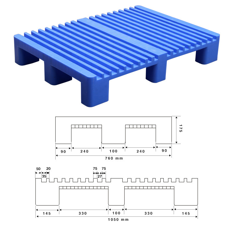 China Non-Stop Deck Plastic Pallet & Tow Way Corrugated Top pallet Size:1050*760*175MM on sale