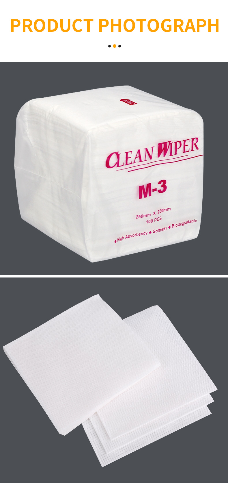 Pharmaceutical Clean Room Wipes Dust Free Paper For Autoclaving 100pcs