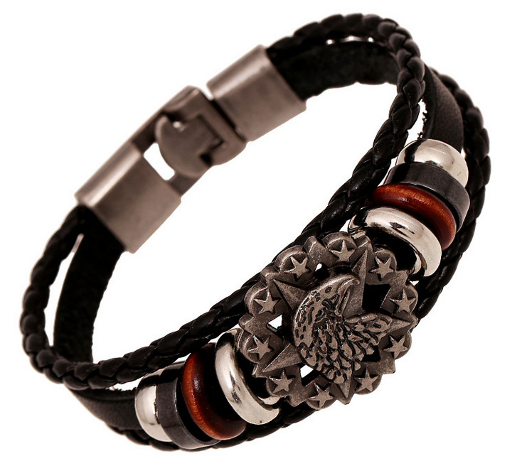 China Men's leather bracelet Handmade retro leather bracelet on sale