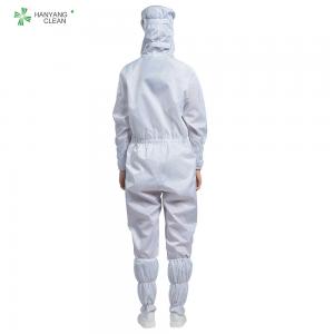 Best ESD Antistatic autoclaved cleanroom coverall Jumpsuit white color with facemask for parmaceutical industry wholesale