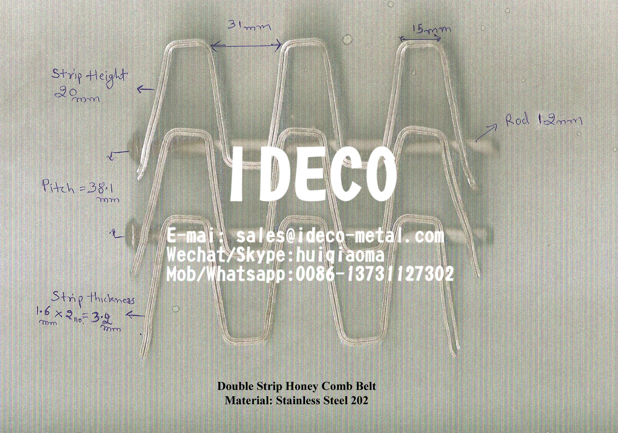 Stainless Steel 304 Double Strip Honeycomb Belts, Twin Strip Flatwire Conveyor Belts, Flat Wire Mesh Belts