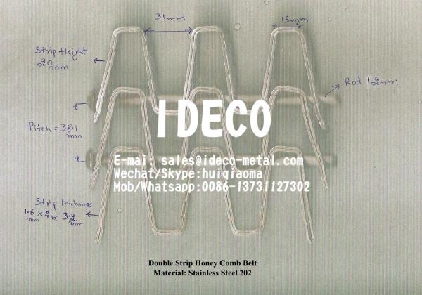 Cheap Stainless Steel 304 Double Strip Honeycomb Belts, Twin Strip Flatwire Conveyor Belts, Flat Wire Mesh Belts for sale