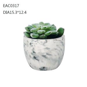 China Succulent cylinder Concrete Plant Pots outdoor Imitation marble 15.3 cm ×12.4cm on sale