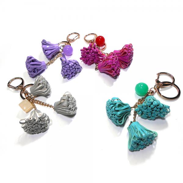 Cheap 16cm Leather Flower Keychain for sale