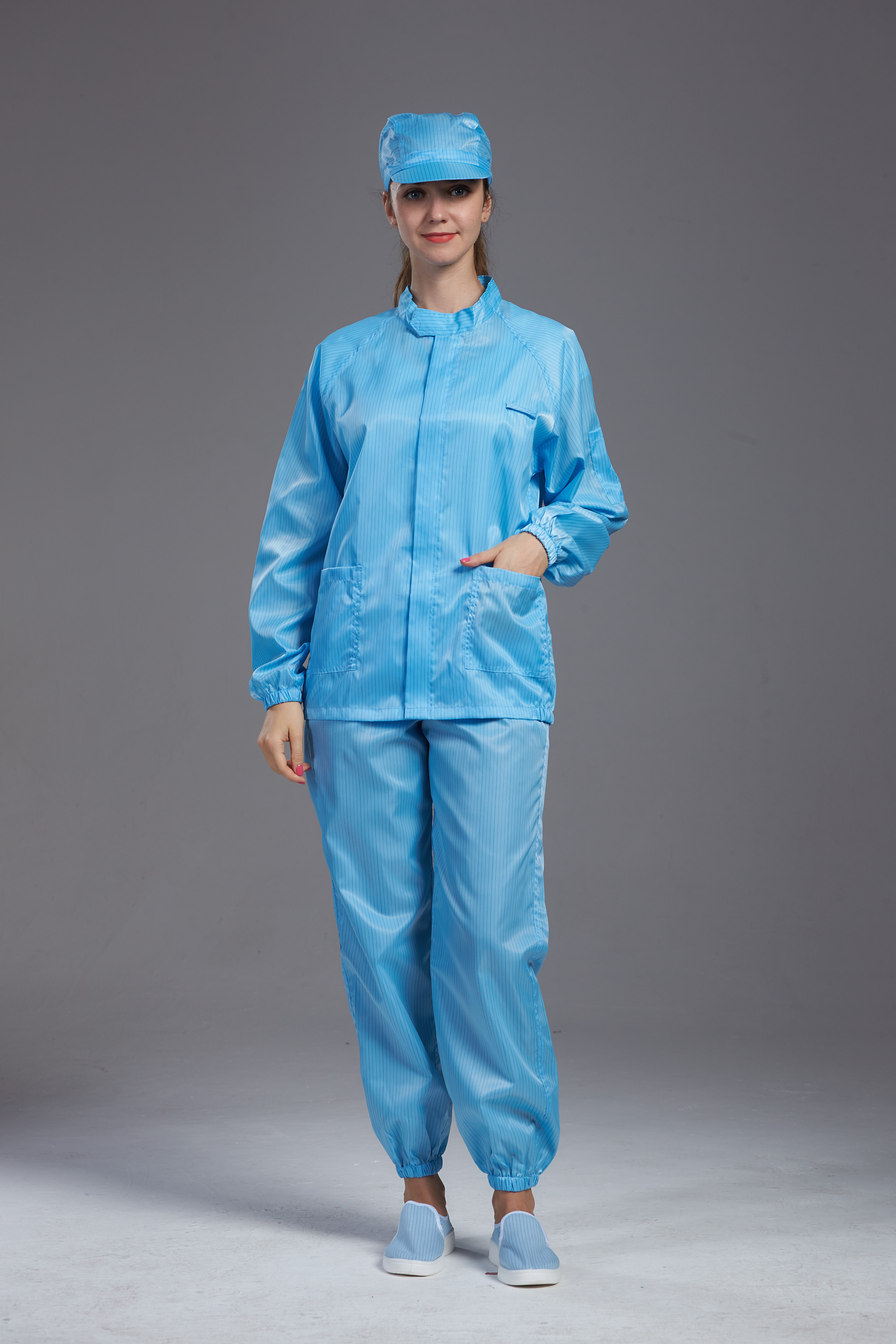 Best Multi Color Food Production Uniform With Zipper Stand Collar Jacket And Pants wholesale